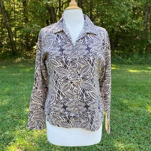 Earth tones Nature print Linen Top